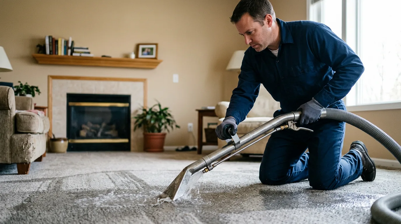 Water damage restoration technician working near Helena, MO